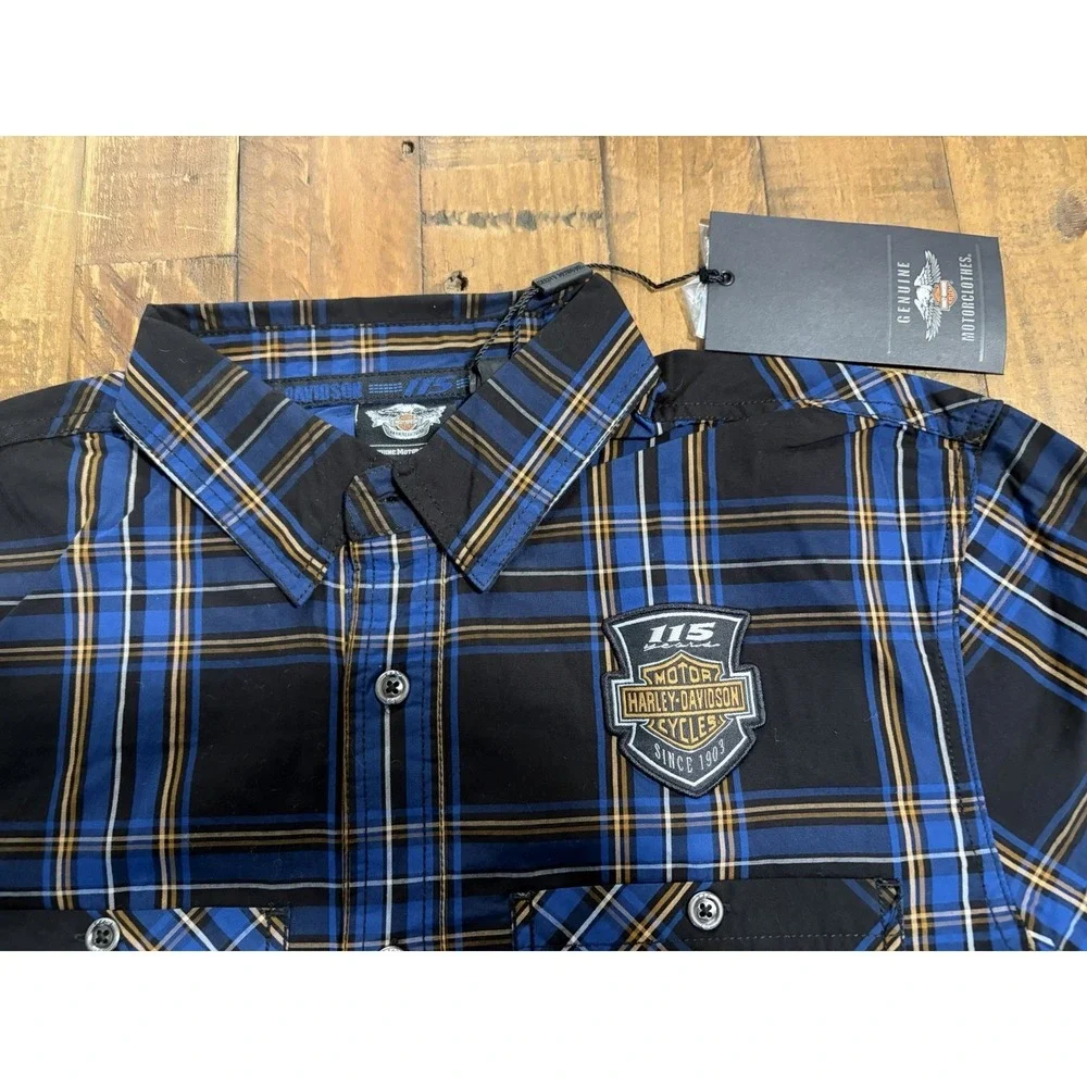 Harley Davidson 115th Anniversary Plaid Shirt Mens Medium NWT 2018 Button Up - Picture 2 of 12